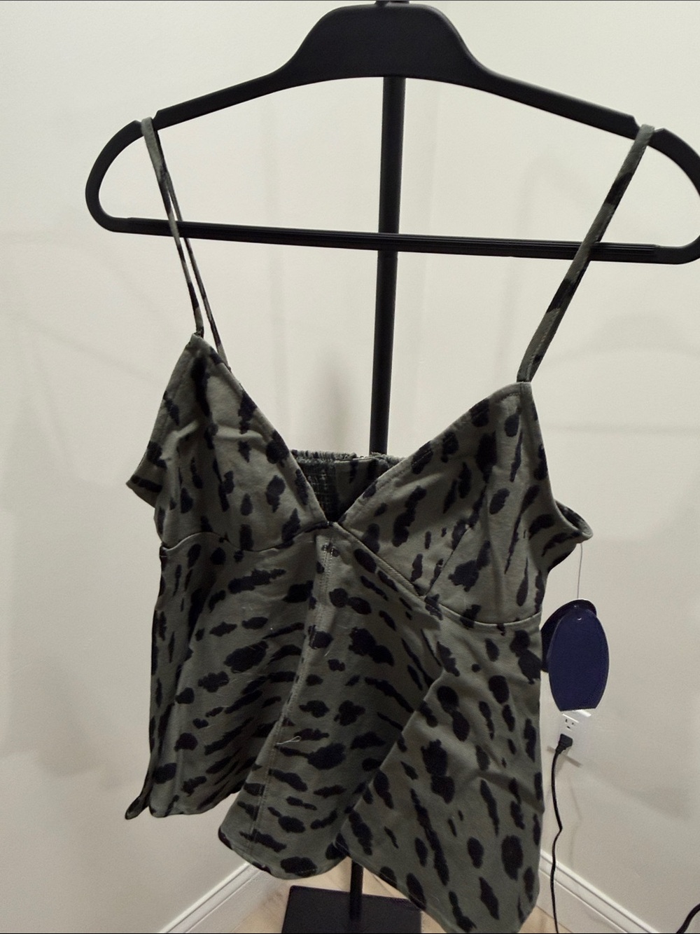 Scoop NYC Olive Green & Black Animal Print Cami